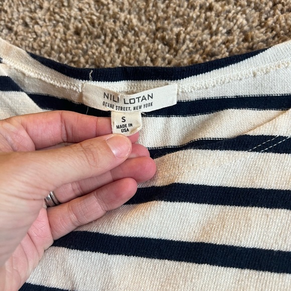 Nili Lotan Navy and Cream Breton Striped Shirt - Picture 5 of 5
